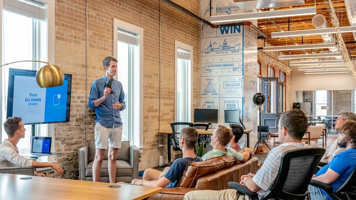 Small business owners reviewing their finances together